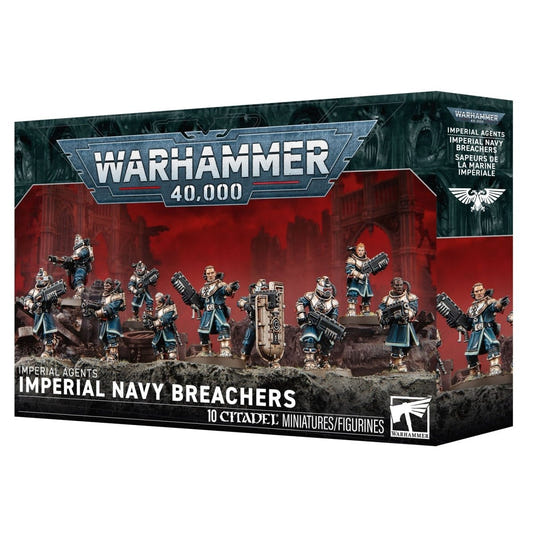 Warhammer 40,000 Imperial Navy Breachers miniature figures box set, showing the retail packaging with illustrated miniatures and the Warhammer 40,000 branding.