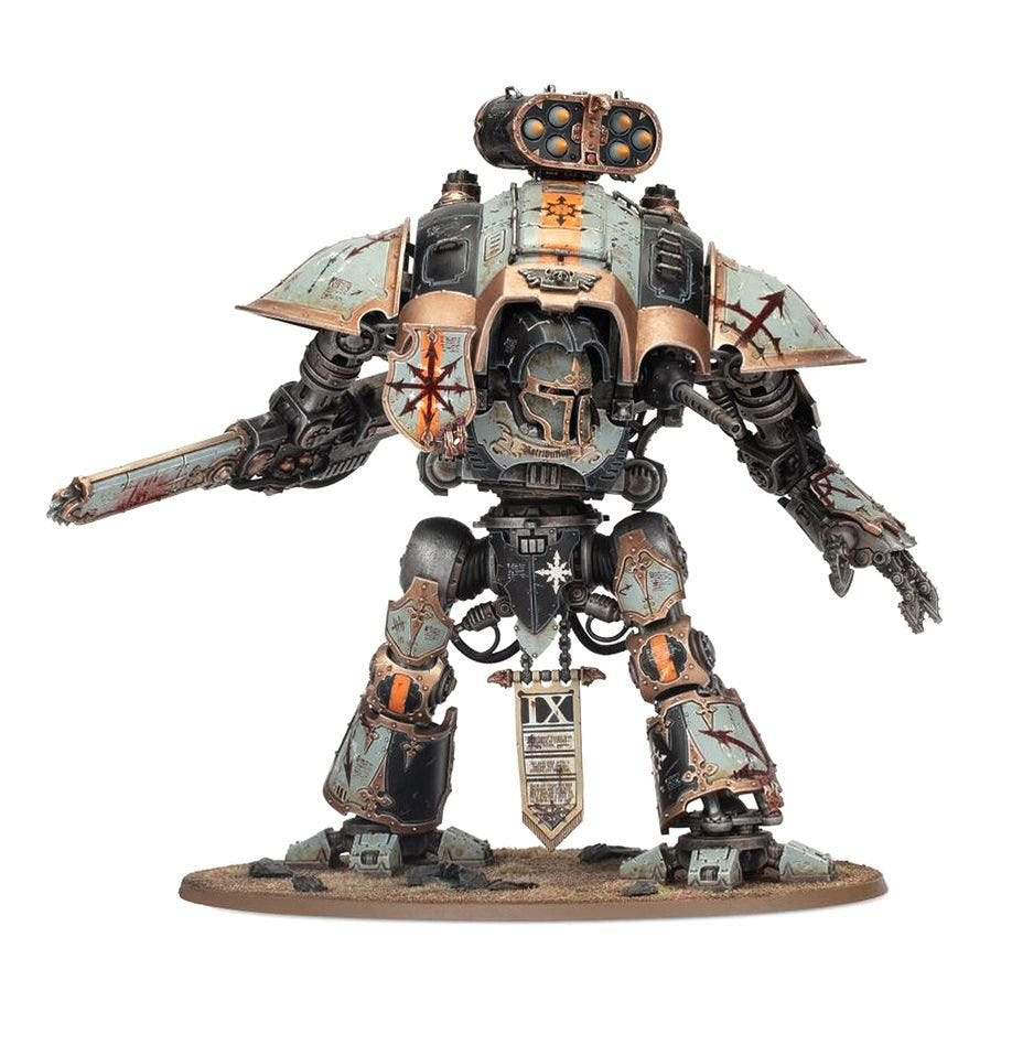 Painted Knight Questoris built as a Chaos Knight Despoiler in grey with a Chaos star