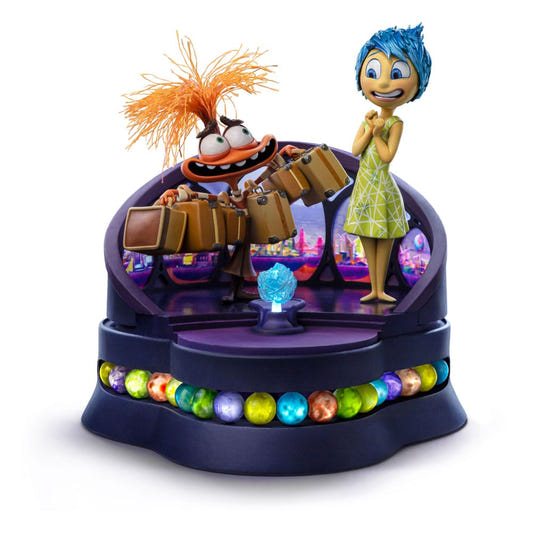Iron Studios Inside Out 2 Joy and Anxiety Deluxe 1/10 statue on a headquarters console base