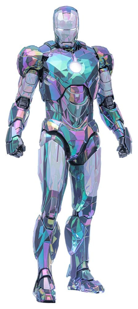 Hot Toys Iron Man Mark IV Haze Fractal Armor 1/6 figure in iridescent grey finish, front view