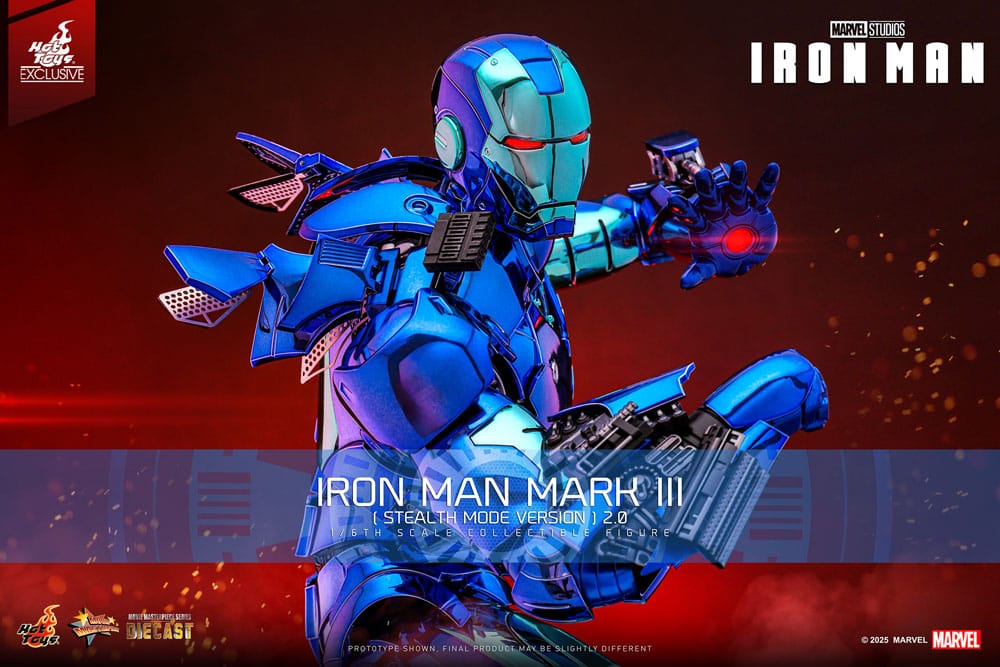 Hot Toys Iron Man Mark III Stealth Mode 2.0 promo banner firing shoulder missile launcher