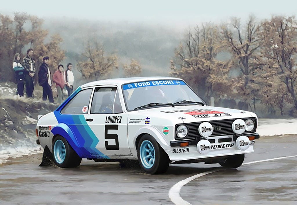 Italeri 1:24 Ford Escort RS1800 Mk.II Rally kit, artwork of Monte Carlo rally car, number 5