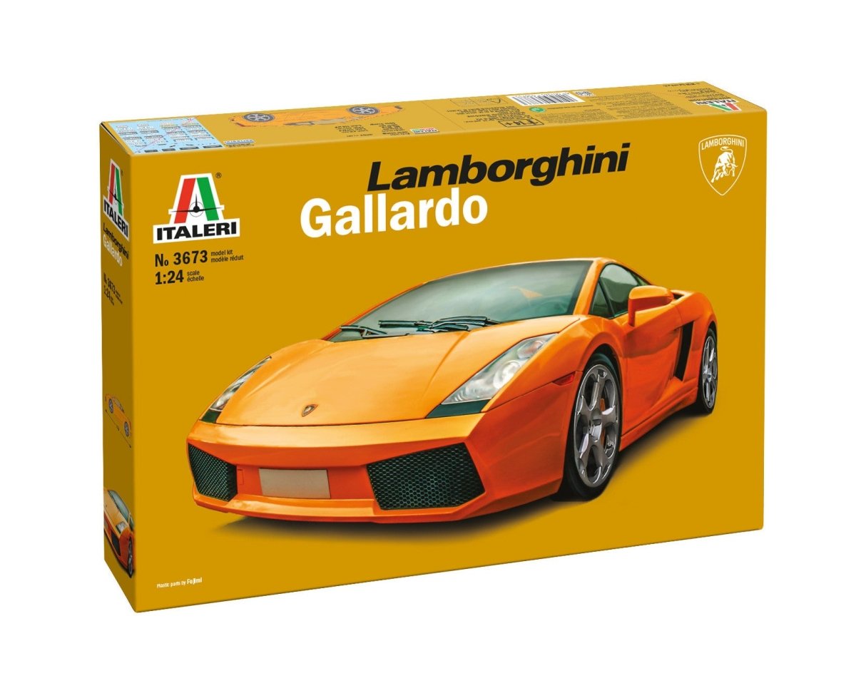 Italeri 1:24 Lamborghini Gallardo kit, box front and side view