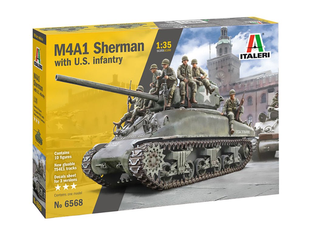 Italeri 1:35 M4A1 Sherman with 7 Infantry Figures - 6568