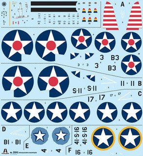 Italeri 1/48 SBD-3 Dauntless kit, decal sheet with US Navy star insignia and tail stripes