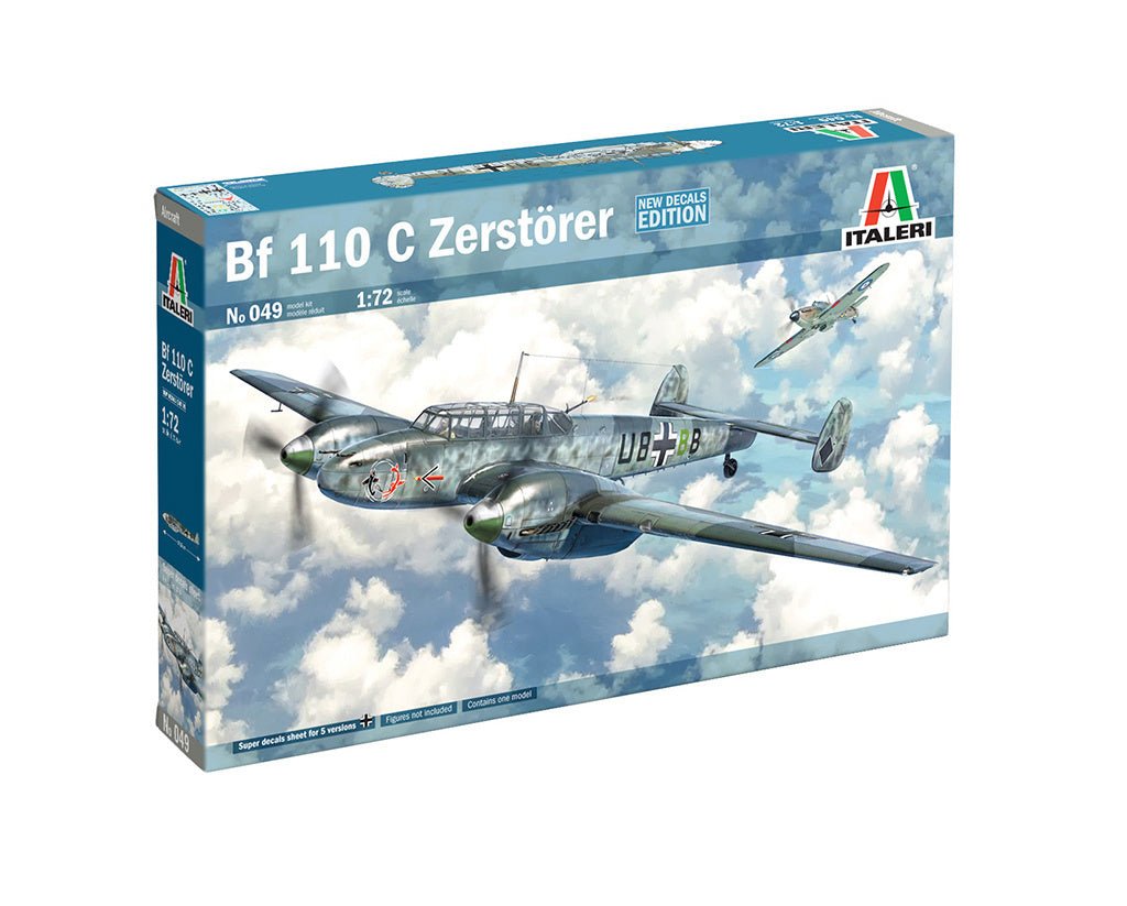Italeri 1/72 Bf 110 C Zerstörer kit, front of the box