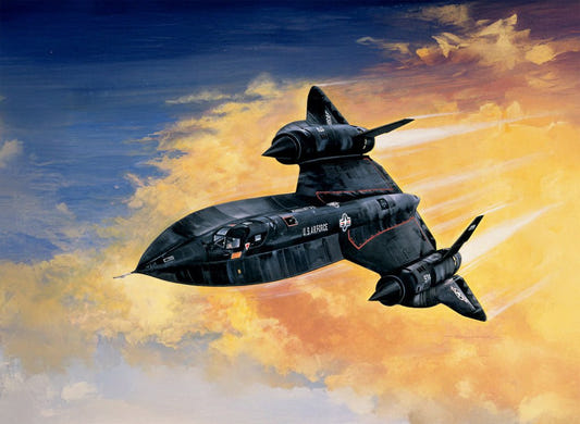 Italeri 1/72 SR-71 Blackbird with Drone kit, box artwork of the black jet against a golden sky