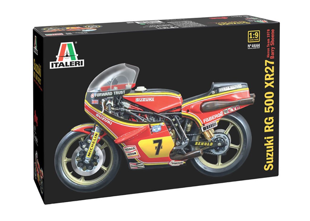 Italeri 1/9 Suzuki RG 500 XR27 Team Heron 1978 kit, front of the box