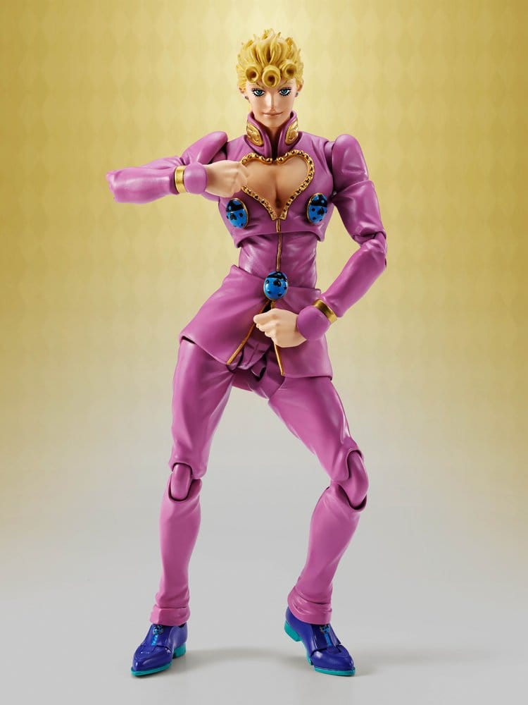 Giorno Giovanna S.H.Figuarts figure striking a classic JoJo pose with arm across his chest