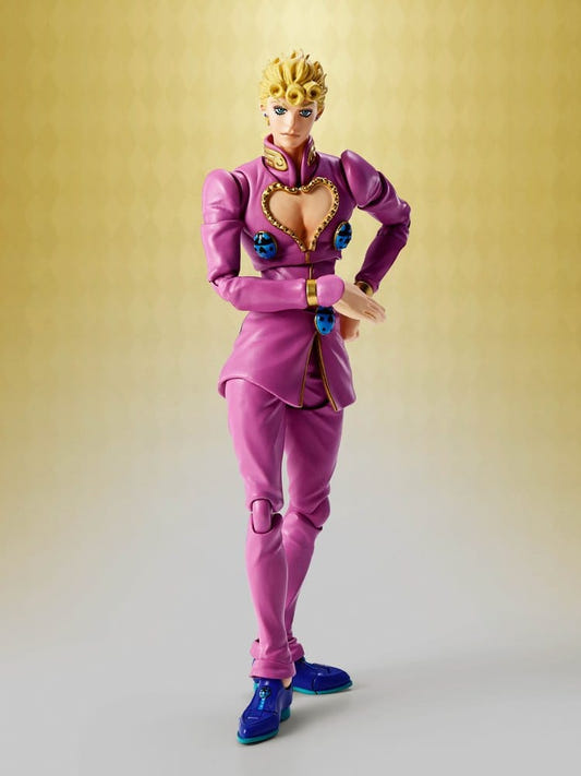 Bandai S.H.Figuarts Giorno Giovanna figure standing front view in his pink suit