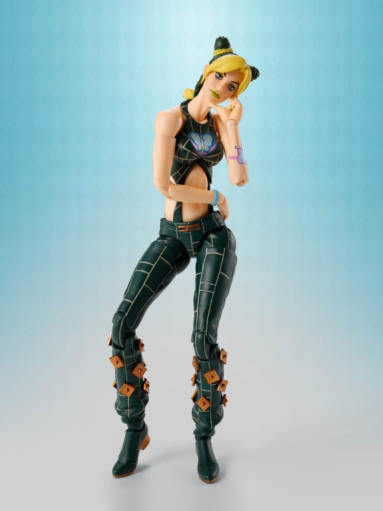 Jolyne Cujoh S.H.Figuarts figure in a relaxed pose resting her chin on her hand