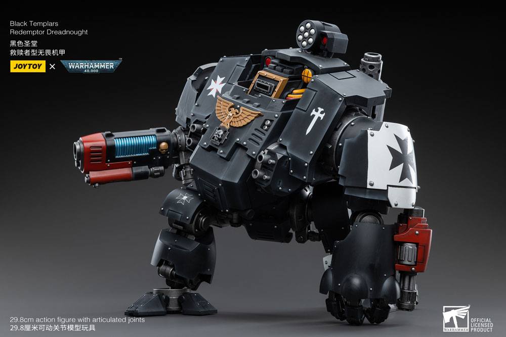 Joy Toy Redemptor Dreadnought in a crouched stance on a dark backdrop