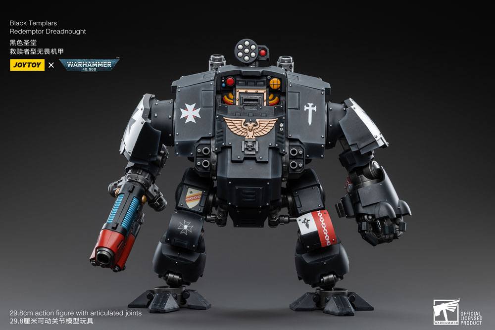 Joy Toy Redemptor Dreadnought standing square with arms lowered, dark backdrop