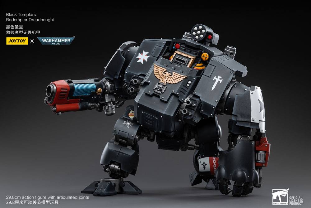 Joy Toy Redemptor Dreadnought front view with gold aquila on a dark backdrop