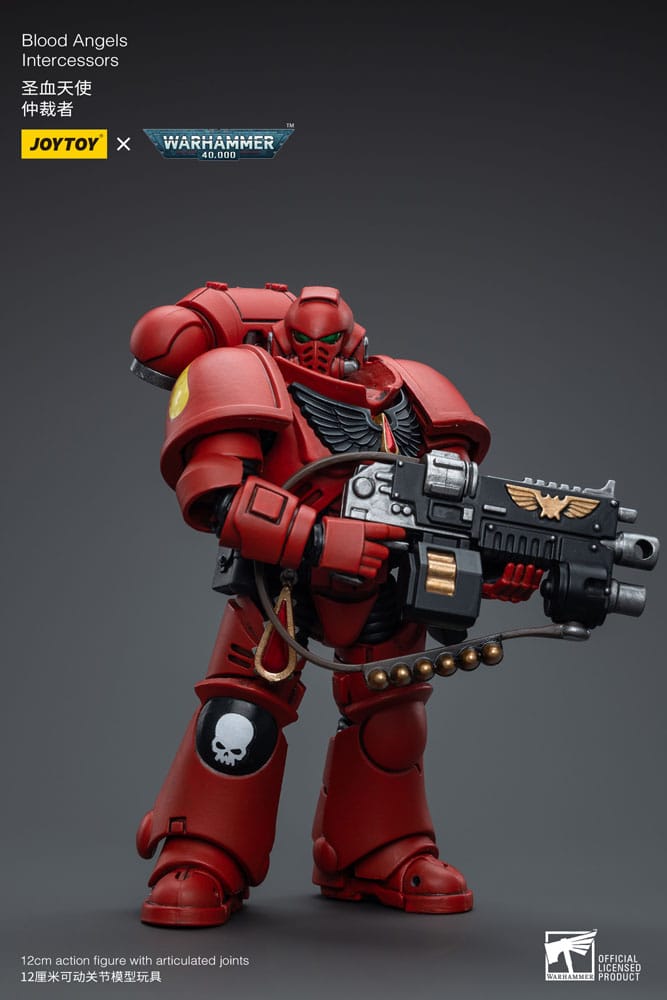 Joy Toy Blood Angels Intercessor with bolt rifle held low, side angle