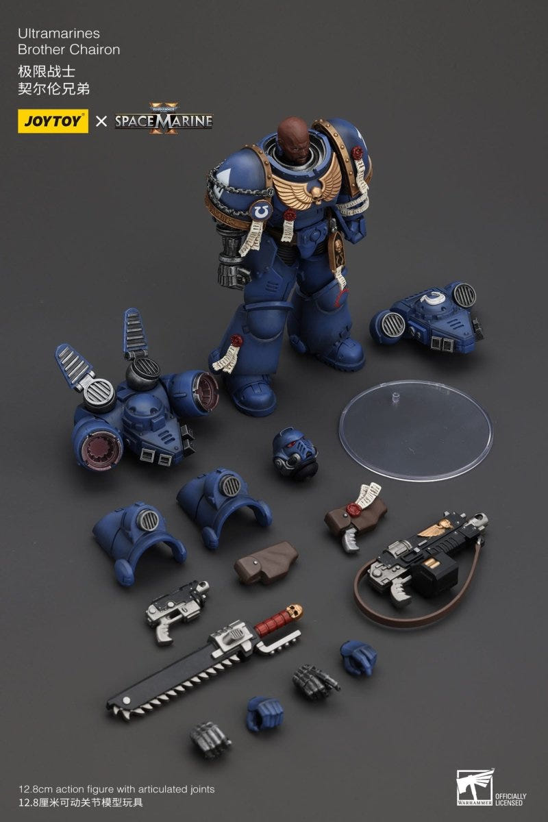 Joy Toy Brother Chairon 1/18 figure with accessories: spare hands, weapons, helmet and display stand