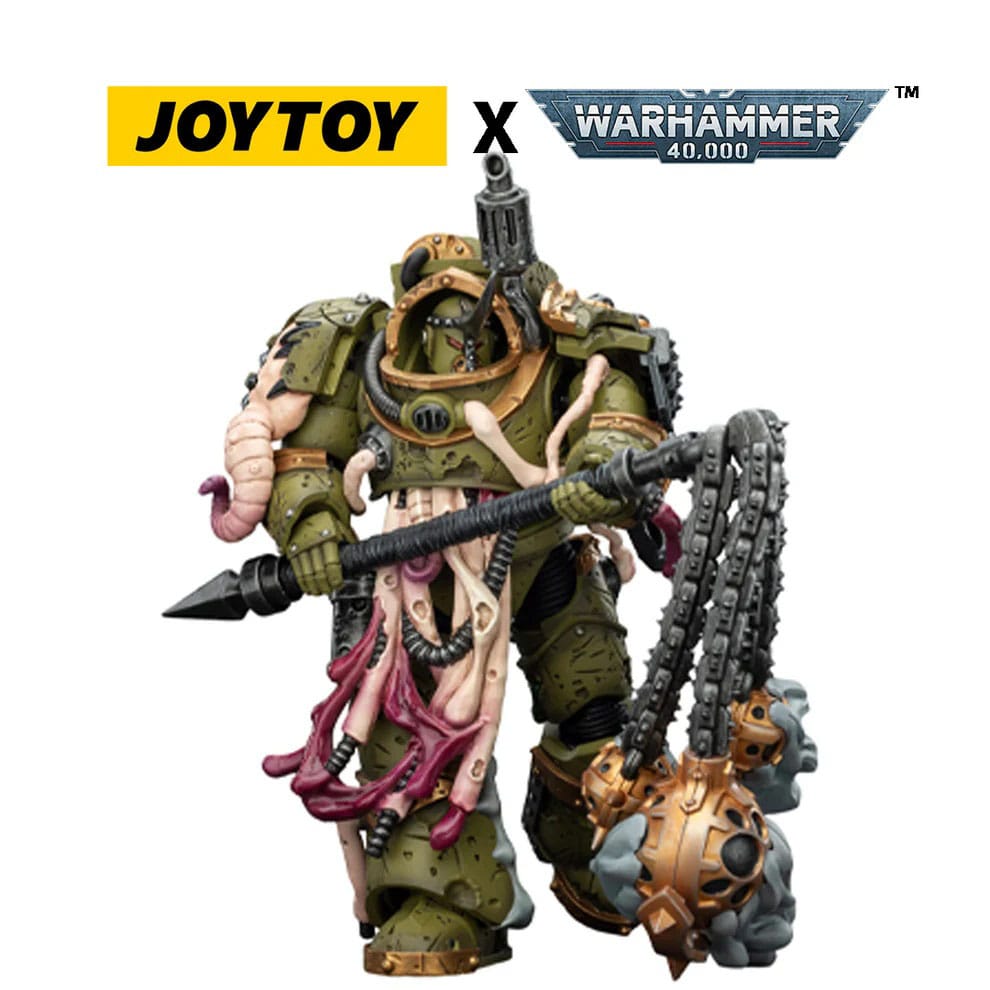 JoyToy Death Guard Blightlord Terminator standing pose with flail and spear, front angle