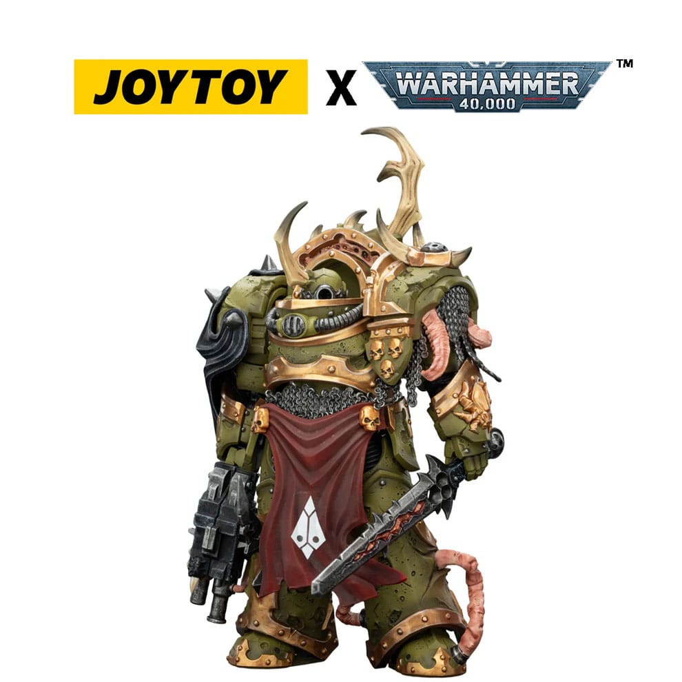 JoyToy Death Guard Blightlord Terminator figure, front view with weapons lowered