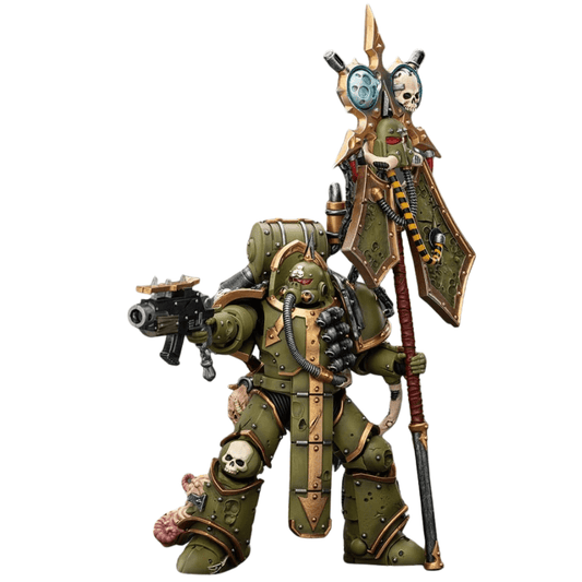 Joy Toy Warhammer 40k: Death Guard Plague Marine Icon bearer with Boltgun and Plague knife 12cm - Loaded Dice