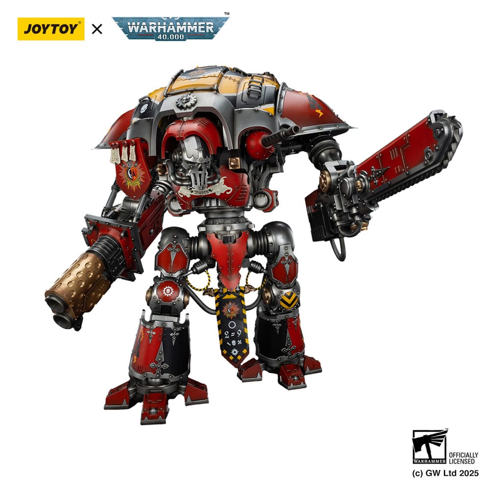 Joy Toy House Raven Knight Errant brandishing its reaper chainsword, white background