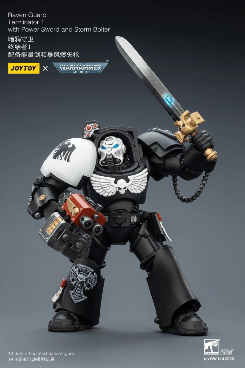 Joy Toy Warhammer 40k: Raven Guard Terminator 1 with Power Sword and Storm Bolter 14cm - Loaded Dice