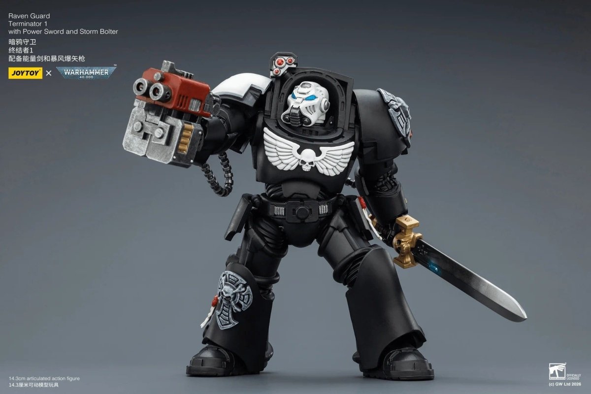 Joy Toy Warhammer 40k: Raven Guard Terminator 1 with Power Sword and Storm Bolter 14cm - Loaded Dice