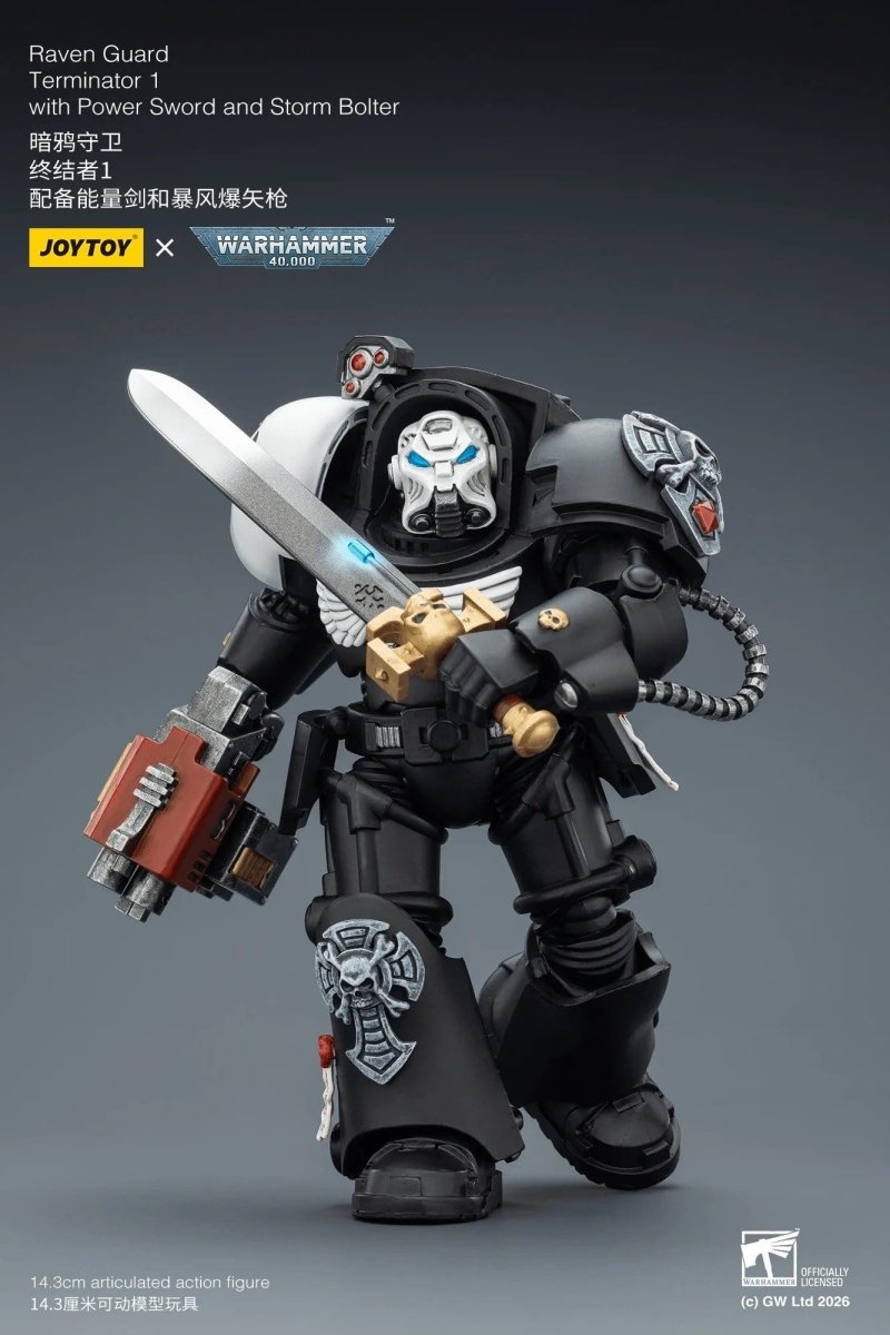 Joy Toy Warhammer 40k: Raven Guard Terminator 1 with Power Sword and Storm Bolter 14cm - Loaded Dice