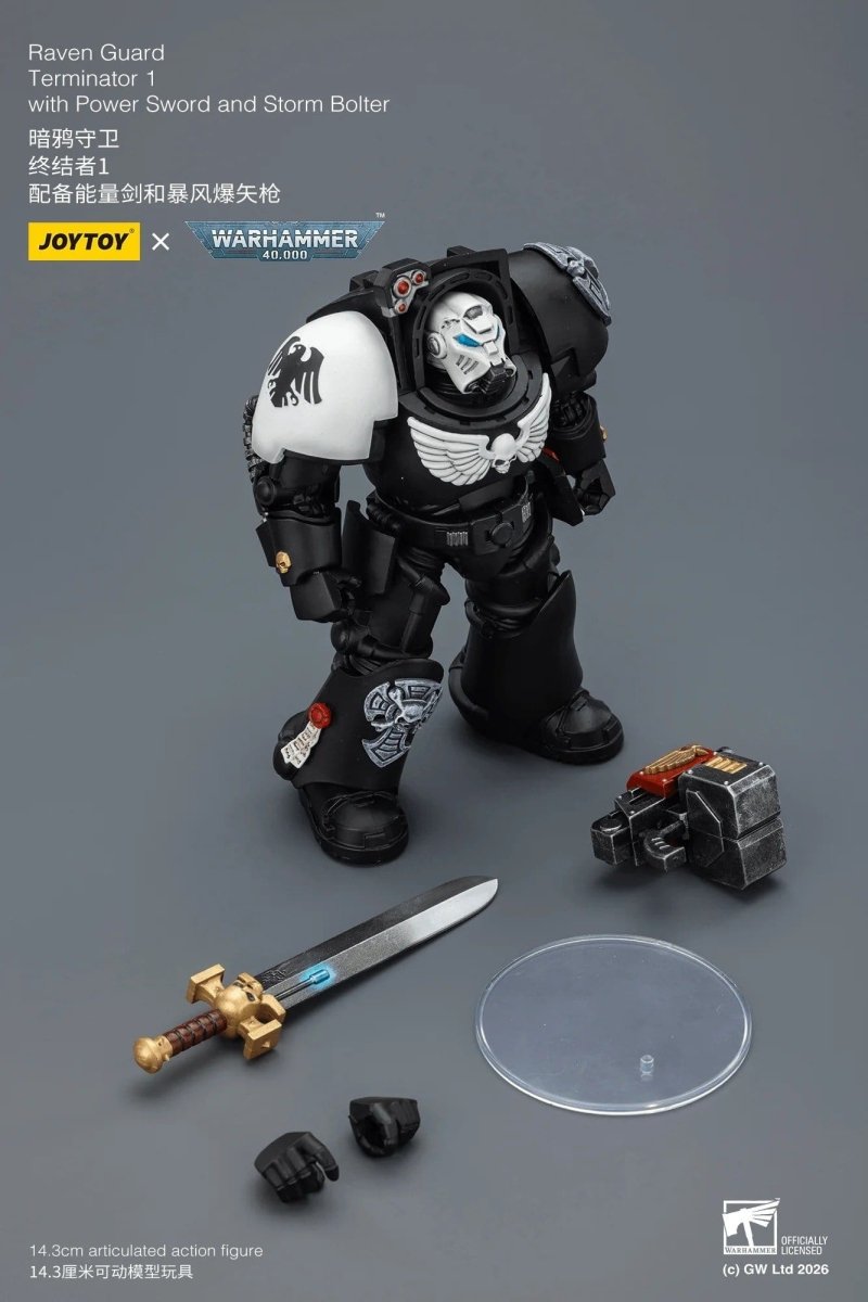 Joy Toy Warhammer 40k: Raven Guard Terminator 1 with Power Sword and Storm Bolter 14cm - Loaded Dice