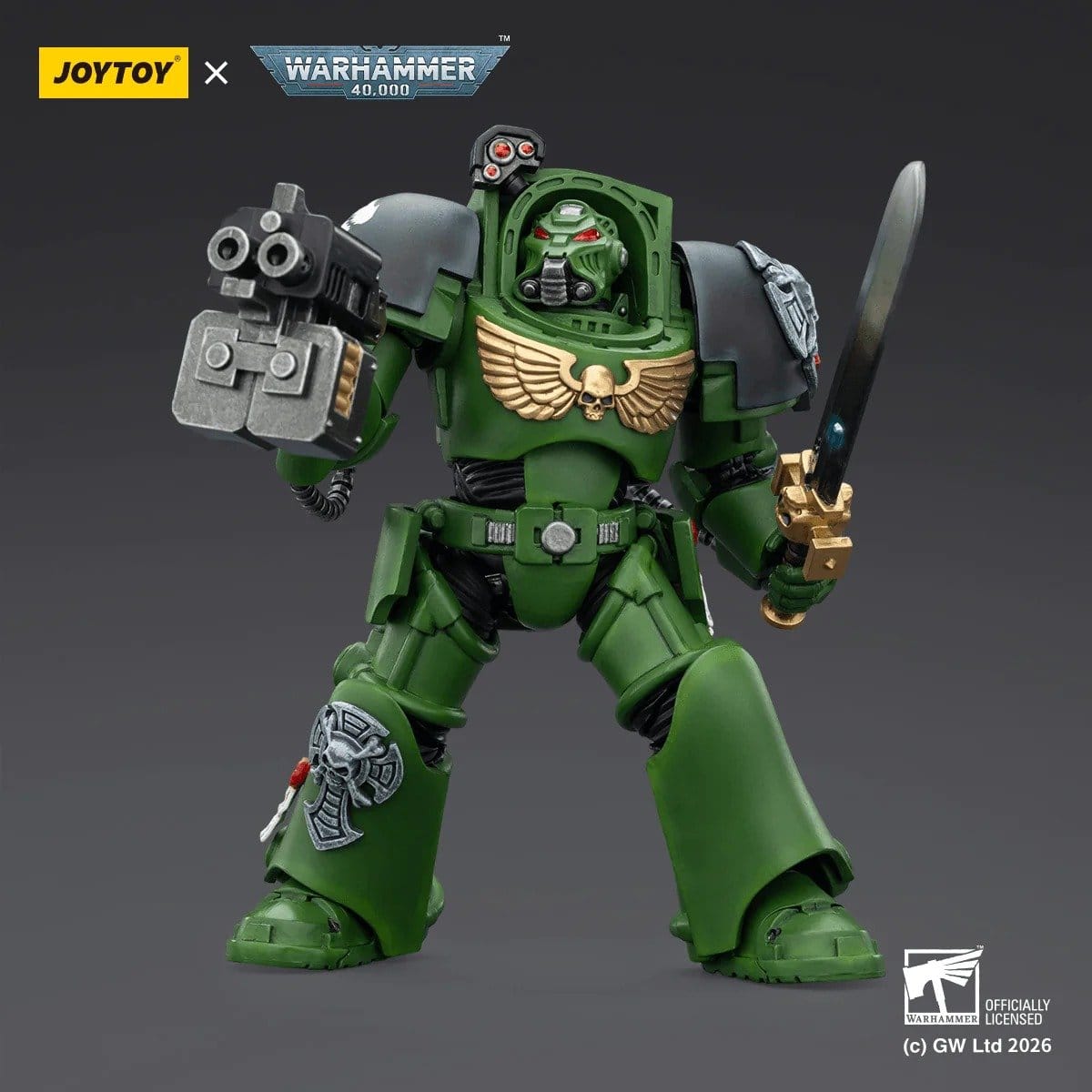 Joy Toy Warhammer 40k: Salamanders Terminator 1 with Power Sword and Storm Bolter 14cm - Loaded Dice