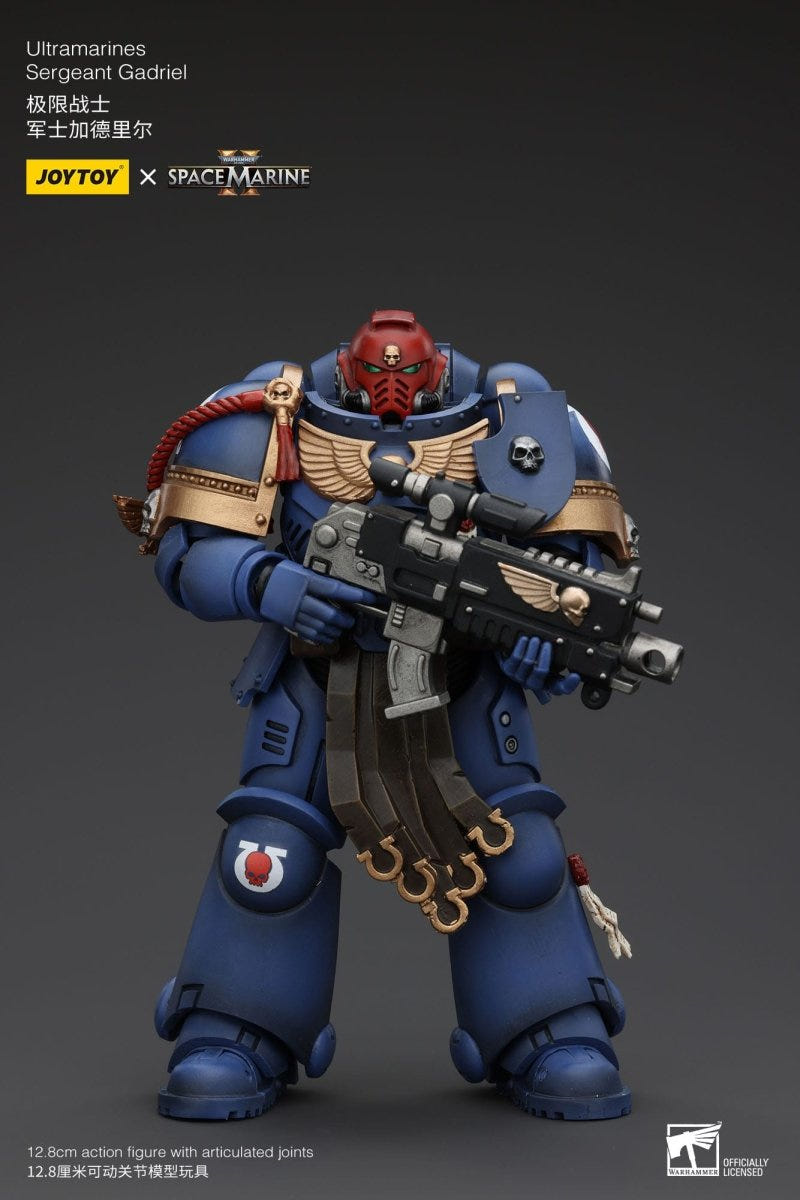 Joy Toy Sergeant Gadriel in red helmet holding bolt rifle across his chest