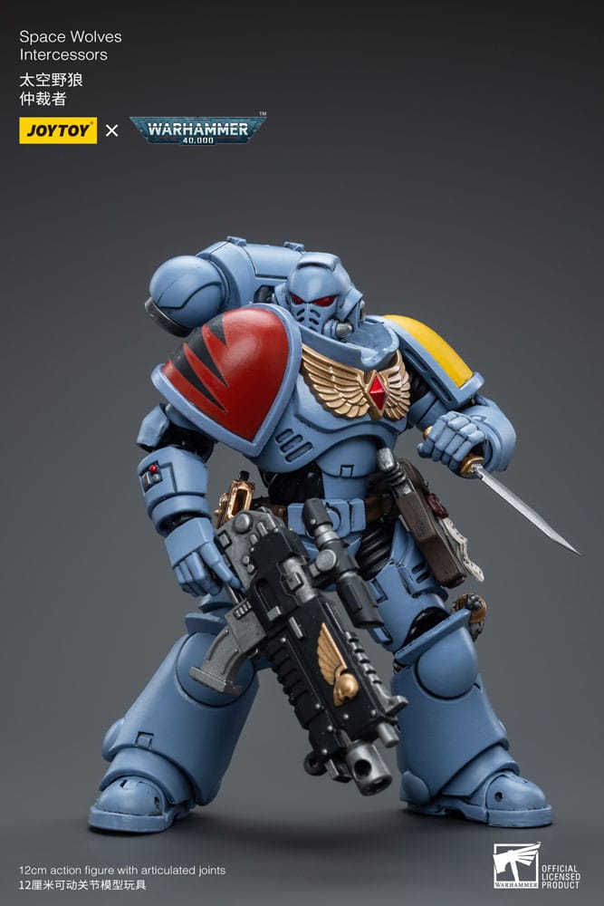 Joy Toy Space Wolves Intercessor figure with knife drawn and bolt rifle at the hip