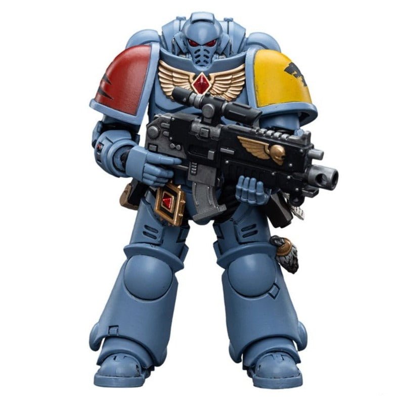 Joy Toy Warhammer 40k Space Wolves Intercessor 12cm action figure with bolt rifle, front view