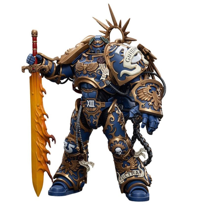 JoyToy Warhammer 40K Roboute Guilliman 1/18 figure standing with flaming sword, front view
