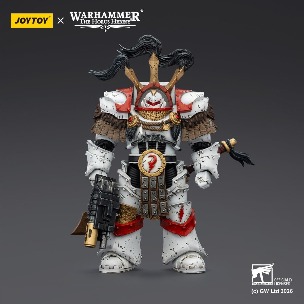 Joy Toy Warhammer 40k: White Scars Legion Praetor in Cataphractii Terminator Armour with Cyber Hawk Chogorian sword and combi-melta 14cm - Loaded Dice