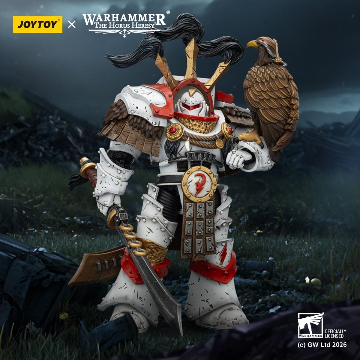 Joy Toy Warhammer 40k: White Scars Legion Praetor in Cataphractii Terminator Armour with Cyber Hawk Chogorian sword and combi-melta 14cm - Loaded Dice