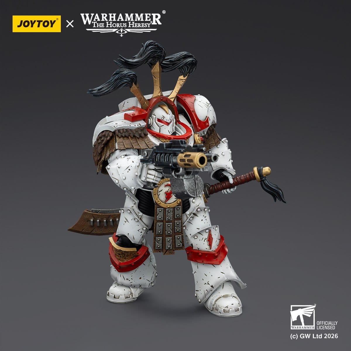 Joy Toy Warhammer 40k: White Scars Legion Praetor in Cataphractii Terminator Armour with Cyber Hawk Chogorian sword and combi-melta 14cm - Loaded Dice