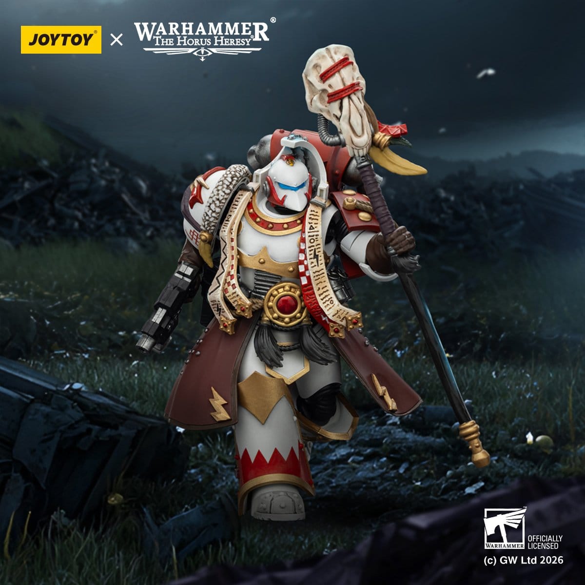 Joy Toy Warhammer 40k: White Scars Stormseer Consulwith Force Staff and Bolt Pistol 12cm - Loaded Dice