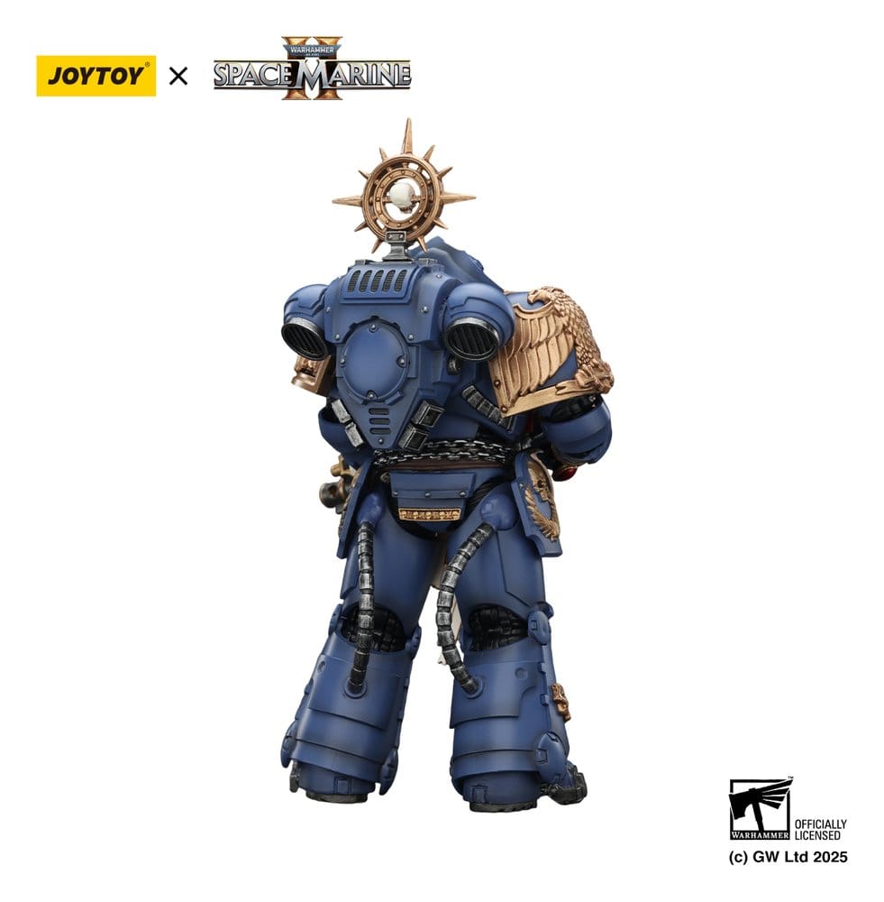 JoyToy Ultramarines Heavy Relic Primus Armour 13 cm action figure, back view on white background