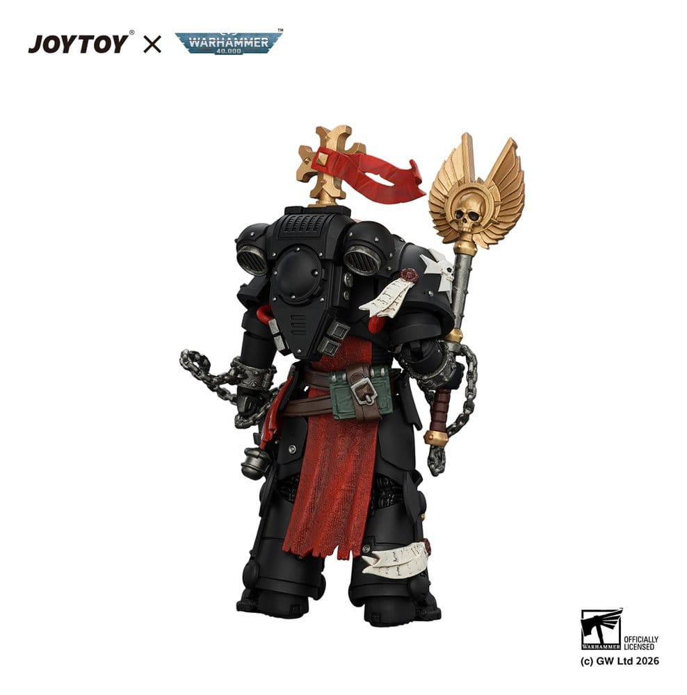 JoyToy Black Templars Execrator 1 12 cm action figure, back view holding mace and chain
