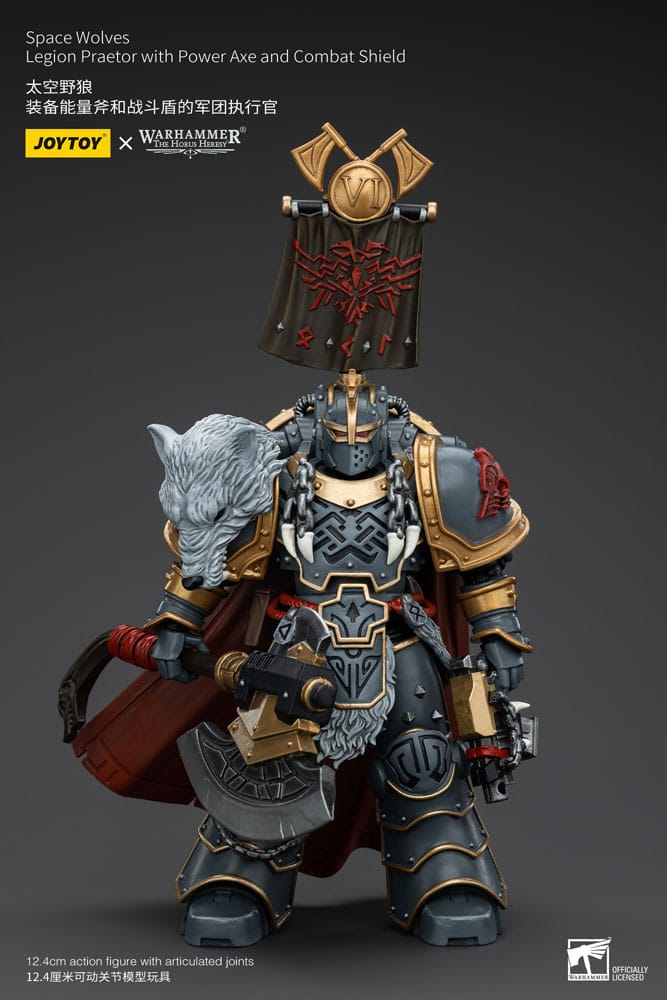 JoyToy Warhammer The Horus Heresy Action Figure 1/18 Space Wolves Legion Praetor with Power Axe and Combat Shield 12 cm