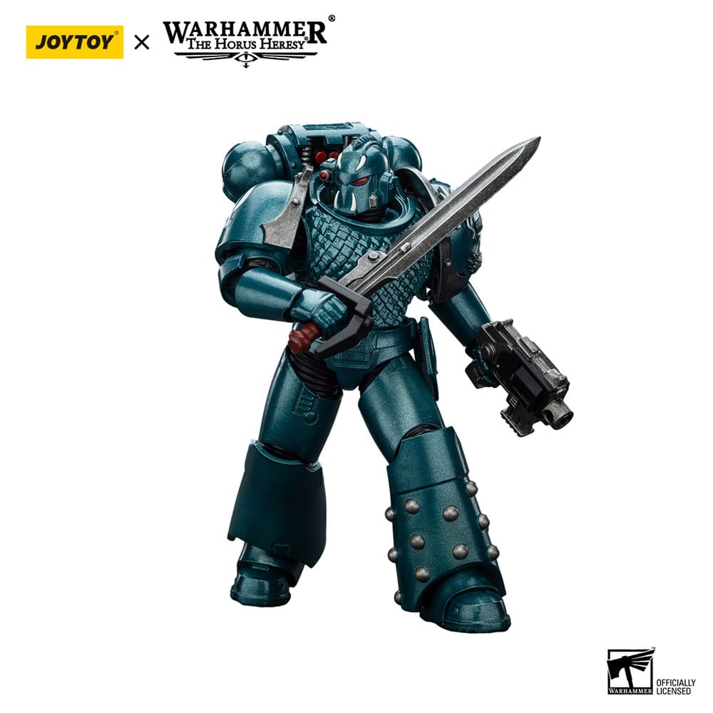 JoyToy Horus Heresy Alpha Legion Headhunter Prime figure, sword held across chest, on white