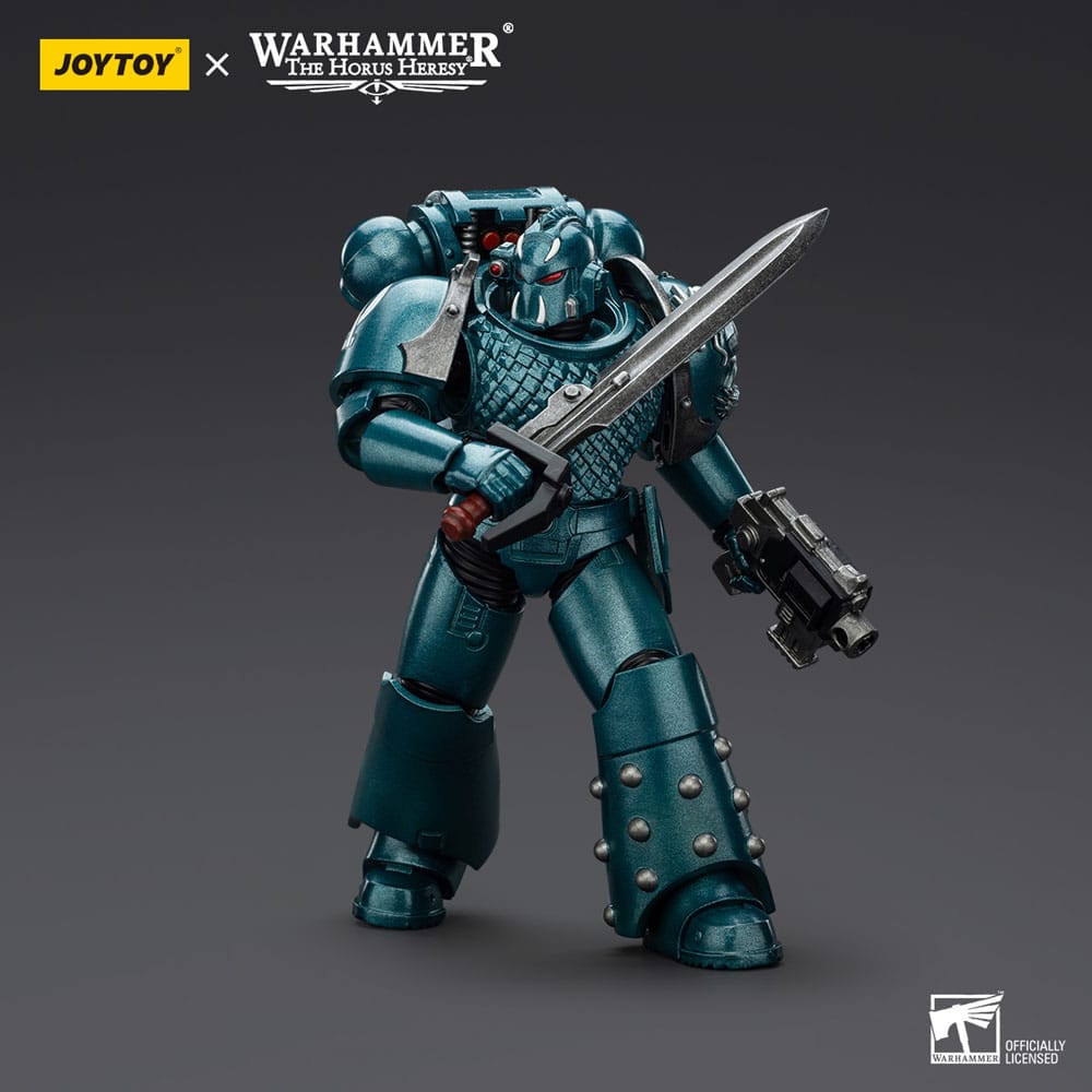 JoyToy Horus Heresy Alpha Legion Headhunter Prime figure, sword held across chest, on dark