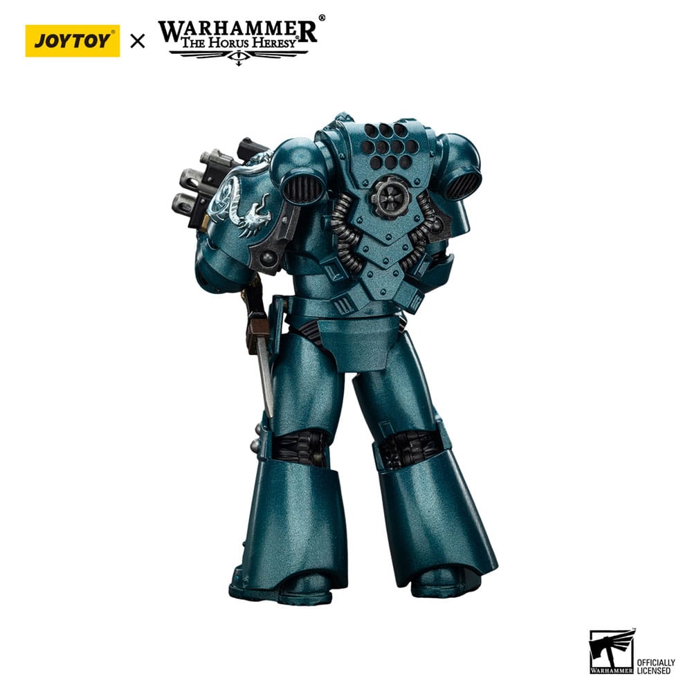 JoyToy Horus Heresy Alpha Legion Headhunter, combi-bolter and dagger, back view, on white