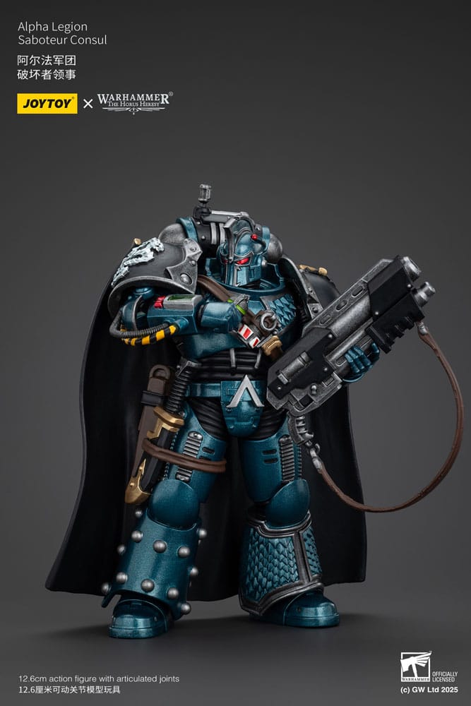 JoyToy Horus Heresy Alpha Legion Saboteur Consul figure, heavy weapon raised to shoulder