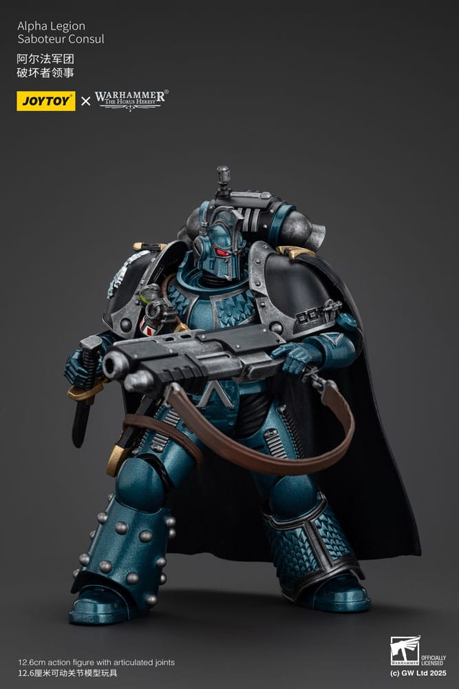 JoyToy Horus Heresy Alpha Legion Saboteur Consul figure, heavy weapon held across body