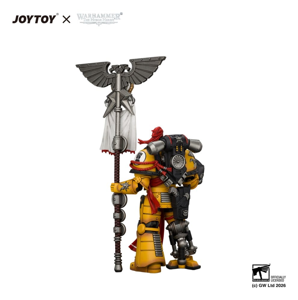 JoyToy Imperial Fists Herald Consul figure rear view holding eagle-topped Legion standard