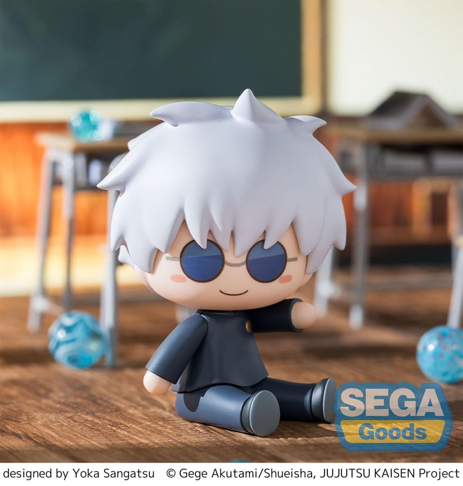 Jujutsu Kaisen Satoru Gojo Fuwa Petit figure in a classroom scene with blue marbles