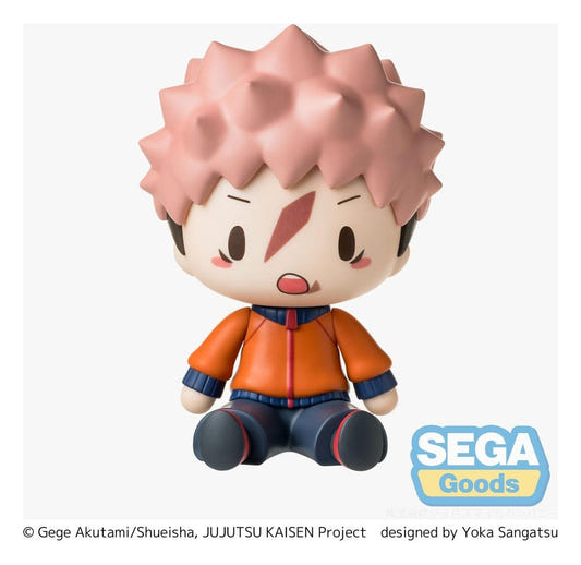 Sega Fuwa Petit Jujutsu Kaisen Yuji Itadori chibi figure with pink hair, front view