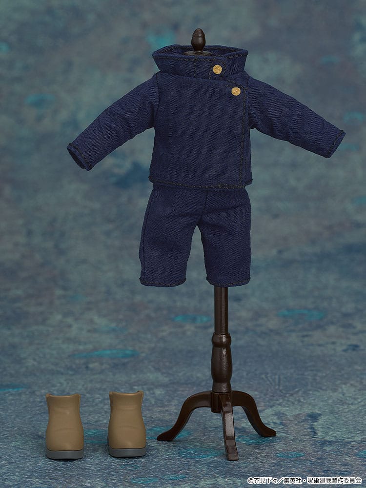 Megumi Fushiguro Nendoroid Doll uniform on a dress form with brown boots