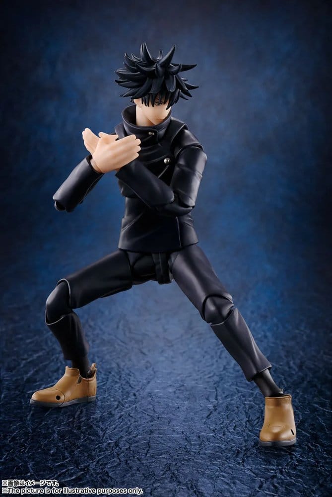 S.H.Figuarts Megumi Fushiguro in a wide stance casting a shadow technique hand sign, Jujutsu Kaisen